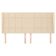 Горна табла за легло с уши, кремава, 163x23x118/128 см, плат