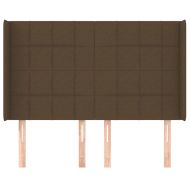 Горна табла за легло с уши, тъмнокафява,147x16x118/128 см, плат