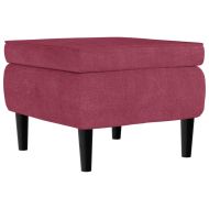 Фотьойл Wingback с табуретка, виненочервен, кадифе