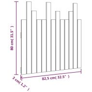 Стенна табла за спалня, 82,5x3x80 см, борово дърво масив