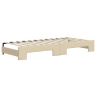 Канапе с изтеглящо разтегателно легло кремаво 90x200 см плат