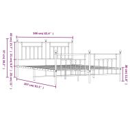 Метална рамка за легло с горна и долна табла, черна, 160x200 см
