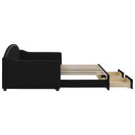 Канапе с изтеглящо легло и чекмеджета черно 90x200 см текстил