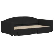 Канапе с изтеглящо легло и чекмеджета черно 100x200 см плат