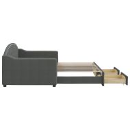 Канапе с изтеглящо легло и чекмеджета тъмносиво 90x190 см плат