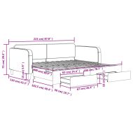Канапе с походно легло и чекмеджета светлосиво 100x200 см плат