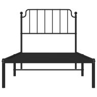 Метална рамка за легло с горна табла, черна, 90x200 см