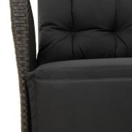 Накланящ се градински стол с опора за крака, черен, полиратан