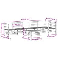 Градински комплект диван от 7 части, бял, масивно дърво бор