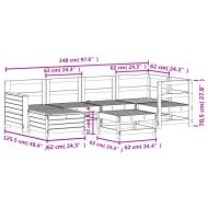 Градински комплект диван от 7 части, бял, масивно дърво бор