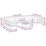 Градински комплект с възглавници, 11 части, дугласка ела масив