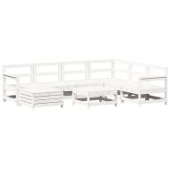 Градински комплект диван от 8 части, бял, бор масив
