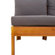 Външен диван без подлакътник с възглавници 2 места акация масив