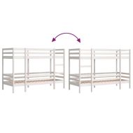 Двуетажно легло, бяло, 75x190 см, борово дърво масив