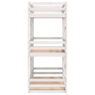 Триетажно легло, бяло, 80x200 см, борово дърво масив