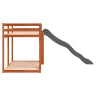 Двуетажно легло с пързалка и стълба кафяв 90x200 см бор масив