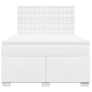 Боксспринг легло с матрак, бяло, 160x200 см, изкуствена кожа