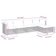 Градински комплект диван с възглавници 5 части бежов полиратан