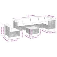 Градински диван с възглавници, 7 части, бежов полиратан