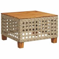 Градински диван с възглавници, 7 части, бежов полиратан