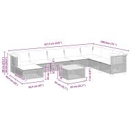 Градински комплект диван с възглавници 9 части бежов полиратан