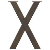 Крака за трапезна маса, X-образни, 2 бр., естествена стомана, 60 x (72-73) см, стомана