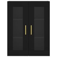 Висок шкаф, черен, 69,5x34x180 см, инженерно дърво