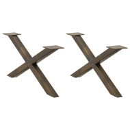 Крака за масичка за кафе, X-образни, 2 бр., естествена стомана, 70 x (30-31) см, стомана