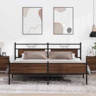 Метална рамка за легло, без матрак, кафяв дъб, 193x201 см
