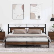 Метална рамка за легло, без матрак, кафяв дъб, 193x201 см