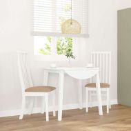 Трапезни столове с възглавници 2 бр Бяла масивна дървесина гума