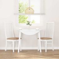 Трапезни столове с възглавници 2 бр Бяла масивна дървесина гума