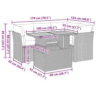 Градински комплект с възглавници, 5 части, сив полиратан