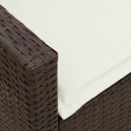 Градински диван с възглавници кафяв полиратан