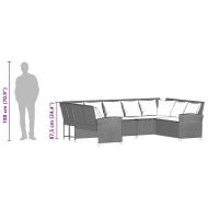 Градински диван с възглавници кафяв полиратан