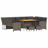 Градински диван с възглавници от 4 части сив полиратан