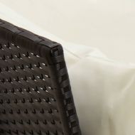 Градински комплект с възглавници, 5 части, черен полиратан