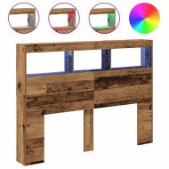 Табла шкаф с LED, Старо дърво, 140x17x102 см