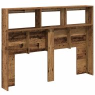 Табла шкаф с LED, Старо дърво, 140x17x102 см