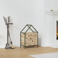 Стойка за дърва за огрев маслиненозелена 40x25x60 см