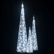 Комплект акрилни декоративни LED елхи студено бяло 60/90/120 см