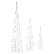 Комплект акрилни декоративни LED елхи студено бяло 60/90/120 см