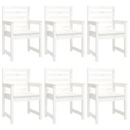 Градински трапезен комплект от 7 части, бял, масивен бор