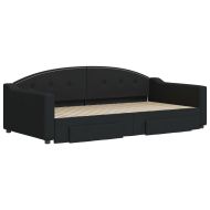 Канапе с изтеглящо легло и чекмеджета черно 100x200 см плат