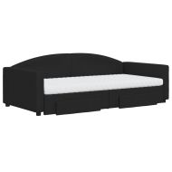 Канапе с изтеглящо легло и чекмеджета черно 100x200 см плат