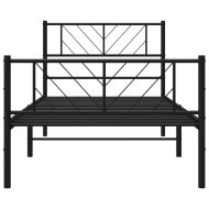 Метална рамка за легло с горна и долна табла, черна, 75x190 см