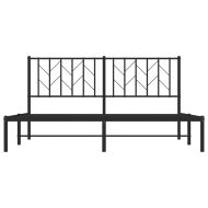 Метална рамка за легло с горна табла, черна, 160x200 см