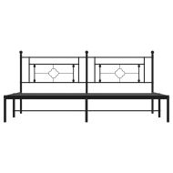Метална рамка за легло с горна табла, черна, 200x200 см