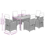 Градински трапезен комплект 7 части възглавници черен полиратан