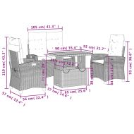 Градински комплект с възглавници, 4 части, бежов полиратан